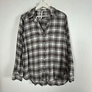 The Group Babaton Womens Plaid Button-Up Shirt Medium Cotton Blend Long Sleeve